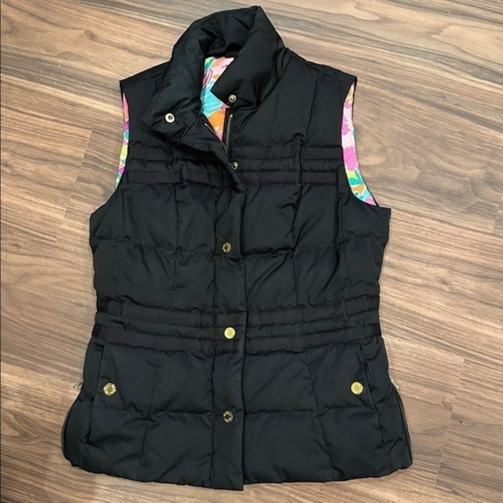 Lily Pulitzer Vest zip and button up vest puff vest sleeveless coat